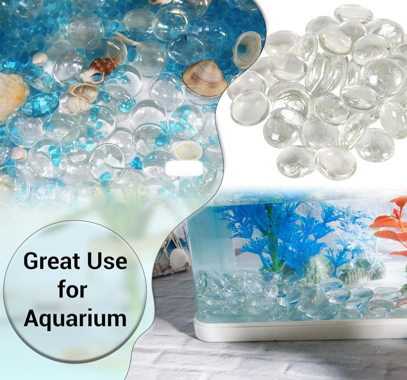 ARSUK Flat Glass Marbles, (2 LBS) Clear Beads Glass Pebbles Vase Fillers Decorative stones, Gems, Floral Fish Tank Rocks, Table Scatter, Crafts, Aquarium, Centerpieces Wedding Décor, (200pcs,0.7–0.8") - Image 4
